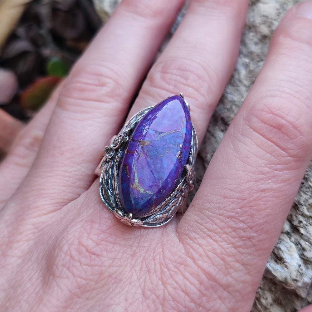 Anello etnico in argento 925 con pietra - GYARAM