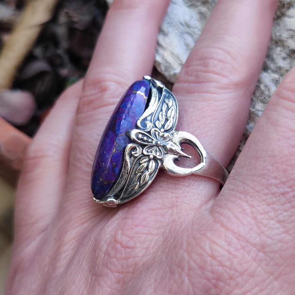 Anello etnico in argento 925 con pietra - GYARAM