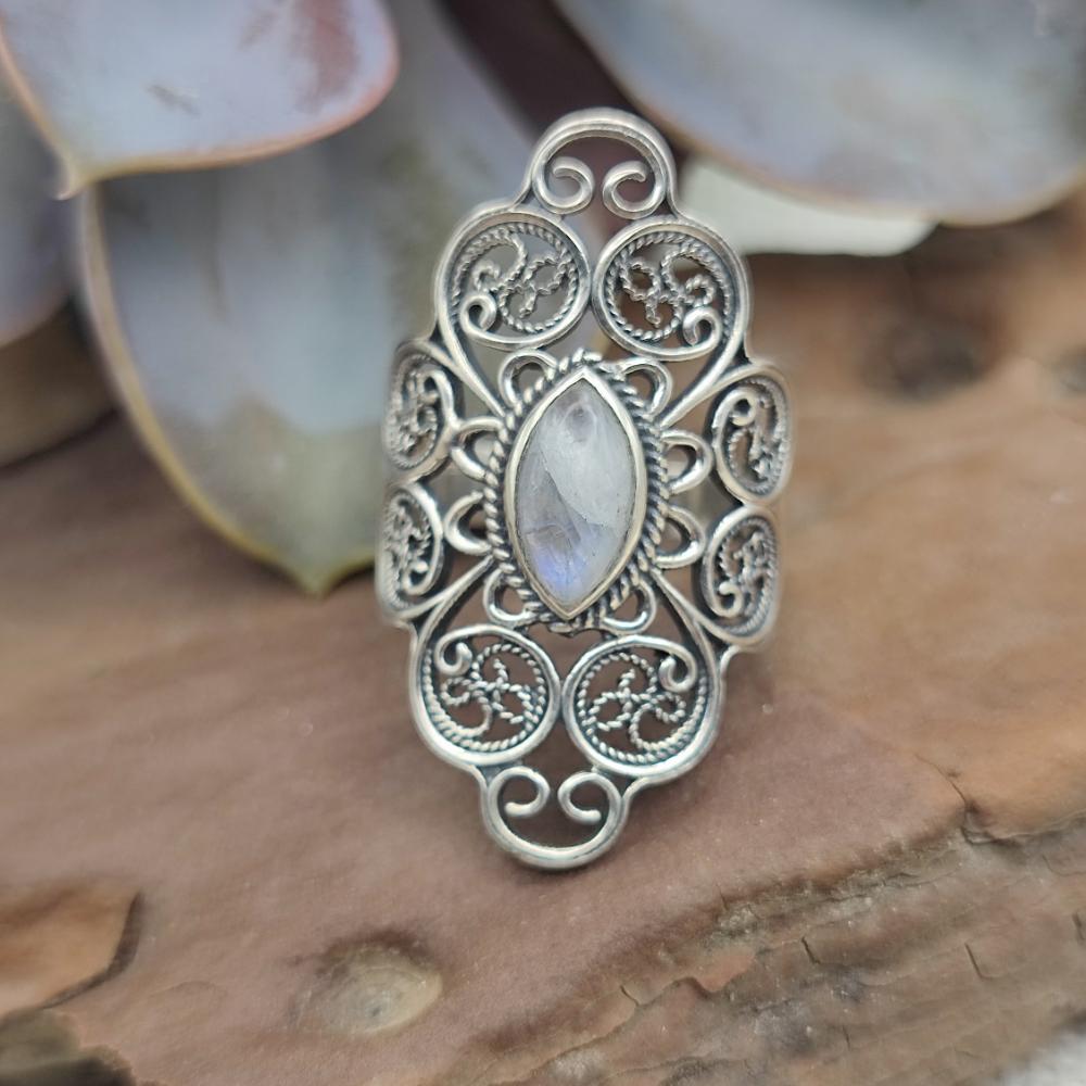 Anello etnico in argento 925 con pietra - JIRAT