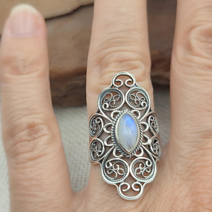 Anello etnico in argento 925 con pietra - JIRAT