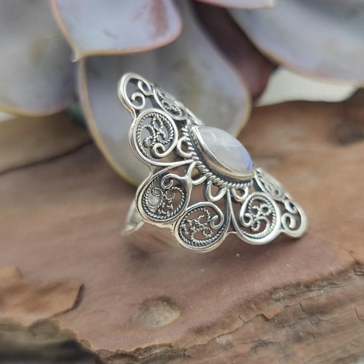 Anello etnico in argento 925 con pietra - JIRAT