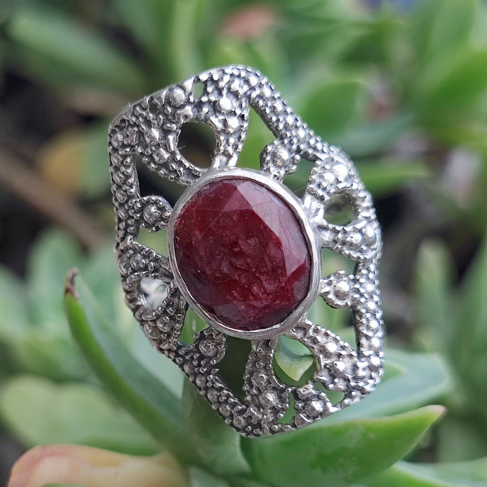 Anello etnico con pietra in argento 925 - KACHOLLA