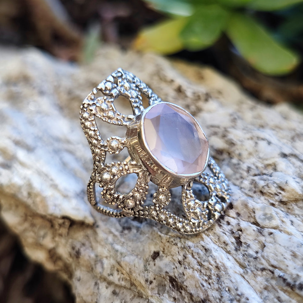 Anello etnico con pietra in argento 925 - KACHOLLA