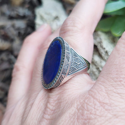 Anello etnico in argento 925 con pietra - KHALAN
