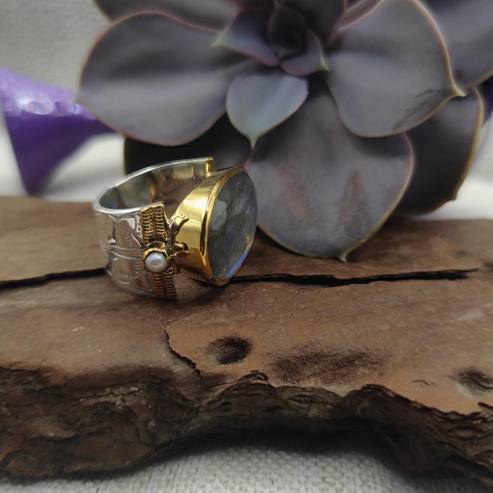 Anello in argento 925 dorato con pietra - LULUNG