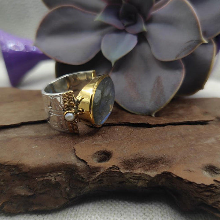 Anello in argento 925 dorato con pietra - LULUNG