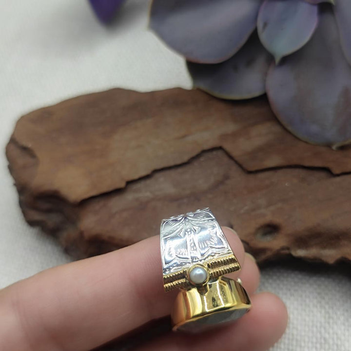 Anello in argento 925 dorato con pietra - LULUNG