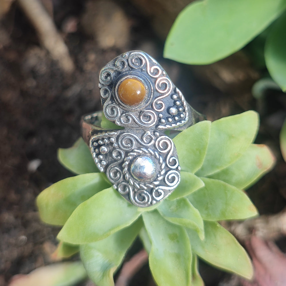 Anello etnico con pietra in argento 925 - PITHUAR