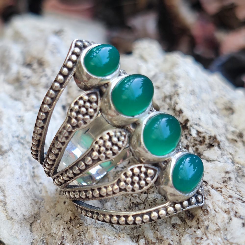 Anello etnico con pietra in argento 925 - REGULLU