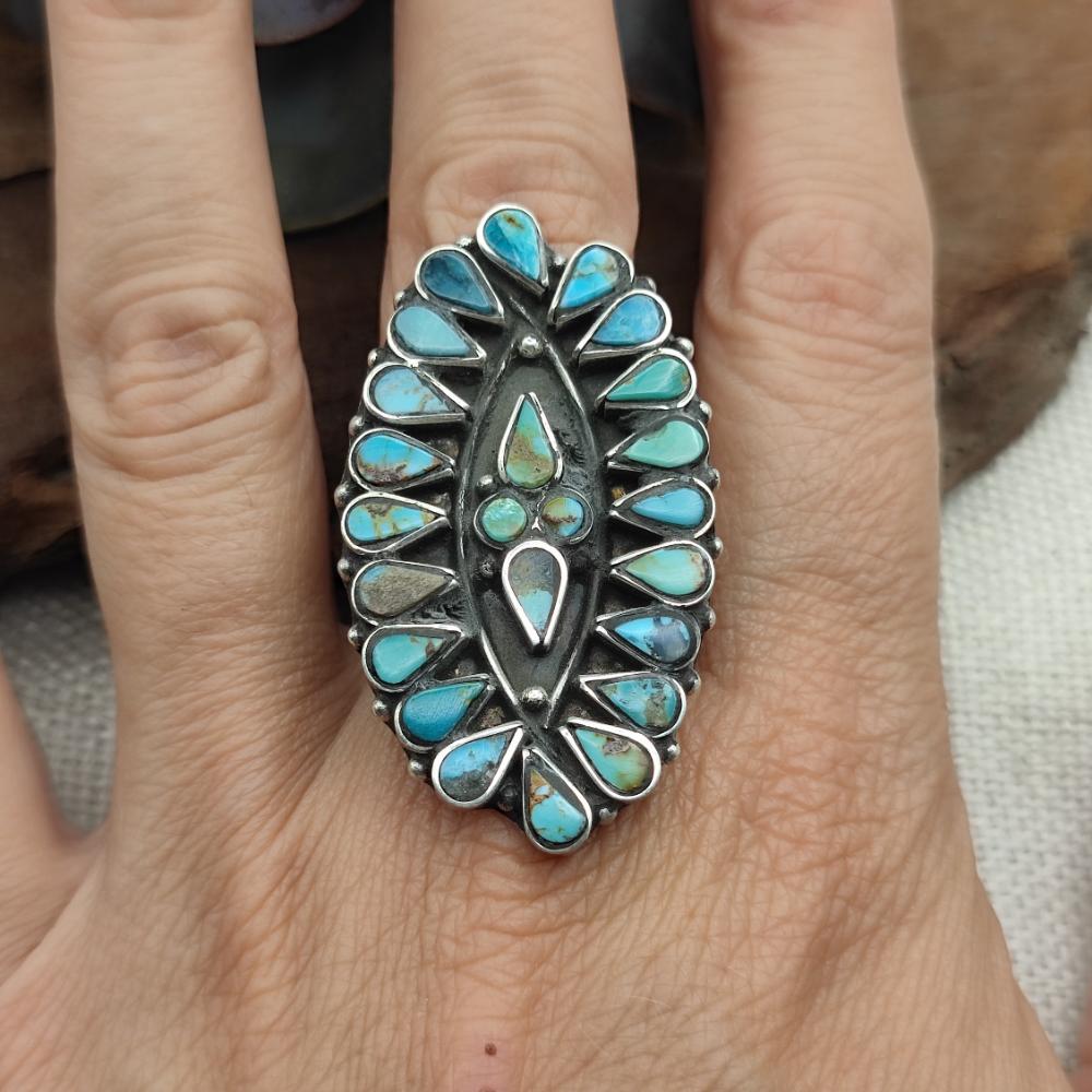 Anello etnico in argento 925 con pietre - SABAI