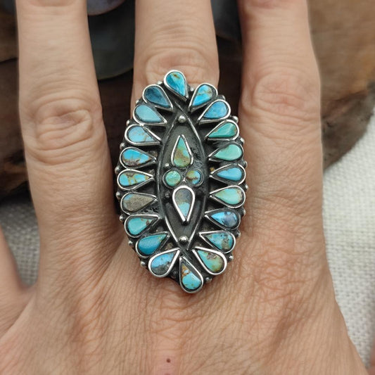 Anello etnico in argento 925 con pietre - SABAI