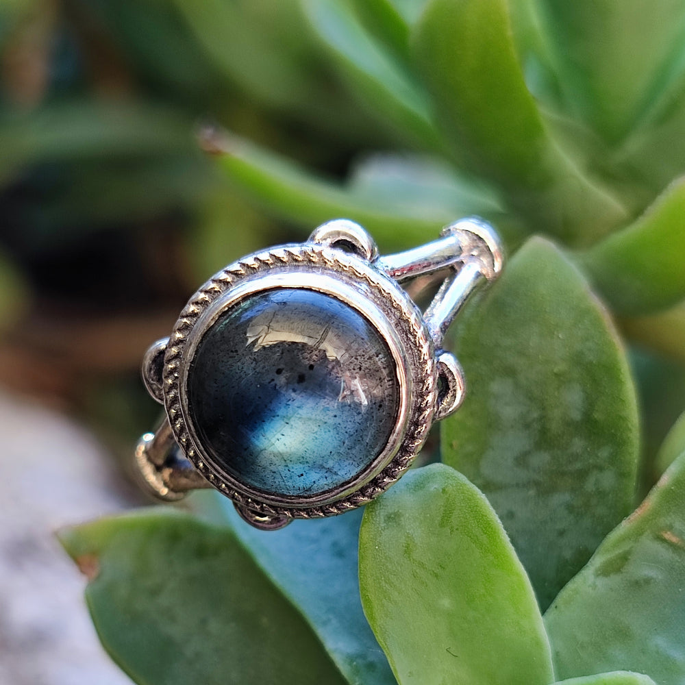 Anello etnico con pietra in argento 925 - THALASI