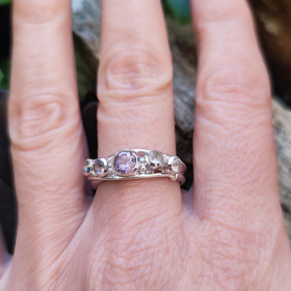 Anello In Argento Placcato Oro Con Cabochon Di Sodalite - Foto 9