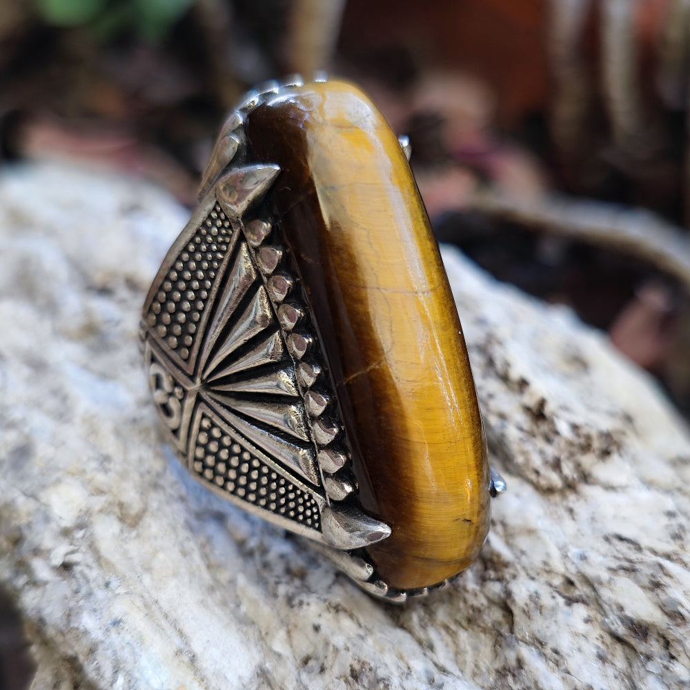 Anello etnico con pietra in argento 925 - VAZHAPADI