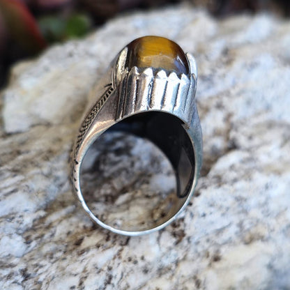 Anello etnico con pietra in argento 925 - VAZHAPADI
