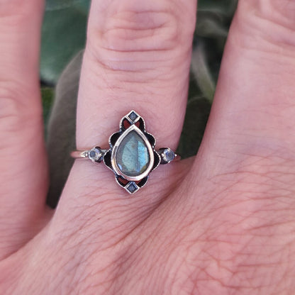 Anello etnico in argento 925 con pietra - VIDISHA
