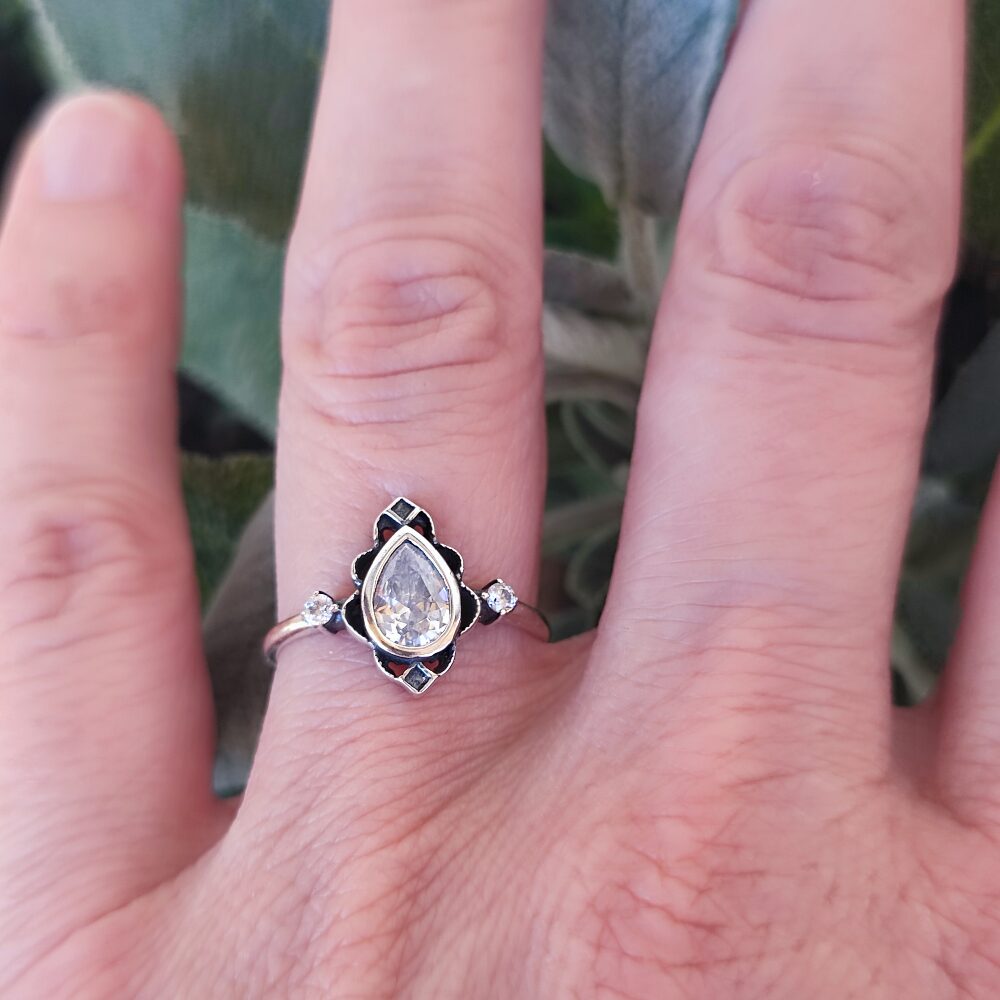 Anello etnico in argento 925 con pietra - VIDISHA
