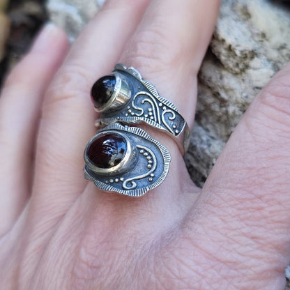 Anello etnico con pietra in argento 925 - YARCOUD