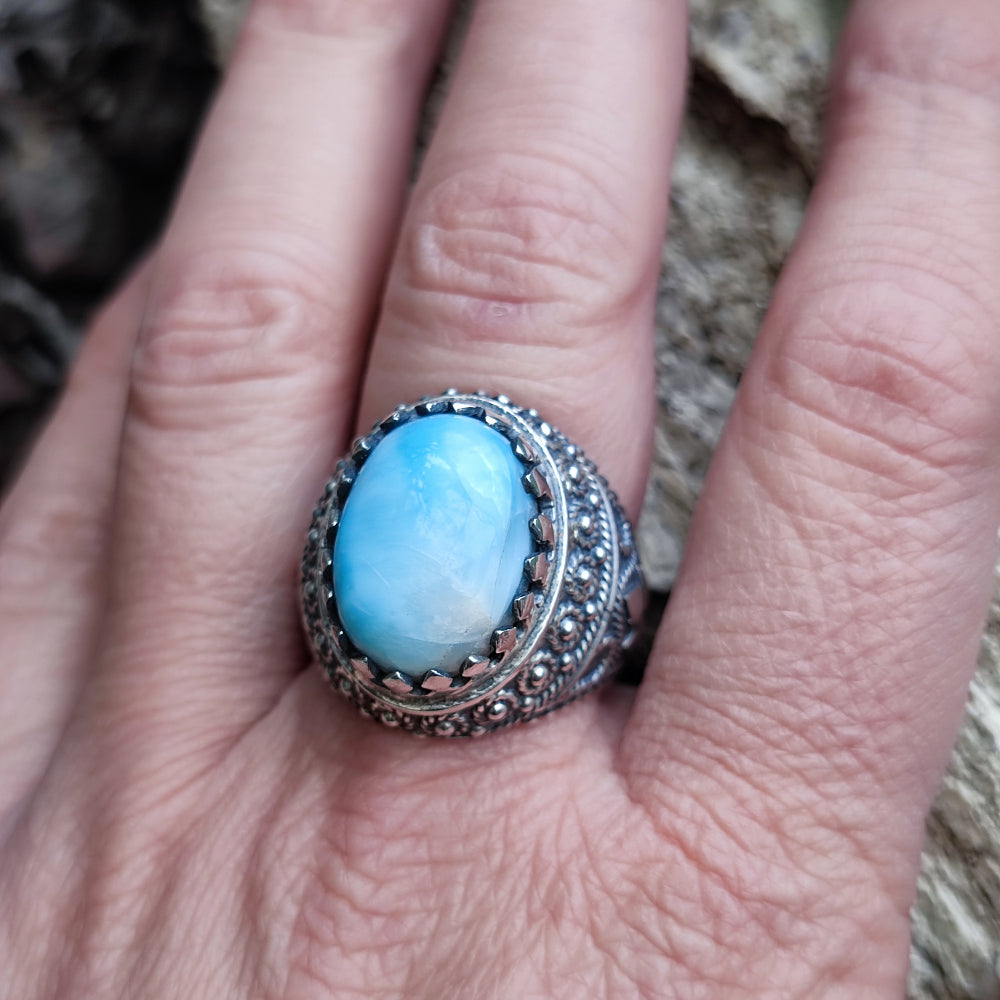 Anello etnico con pietra in argento 925 - ANJARLE