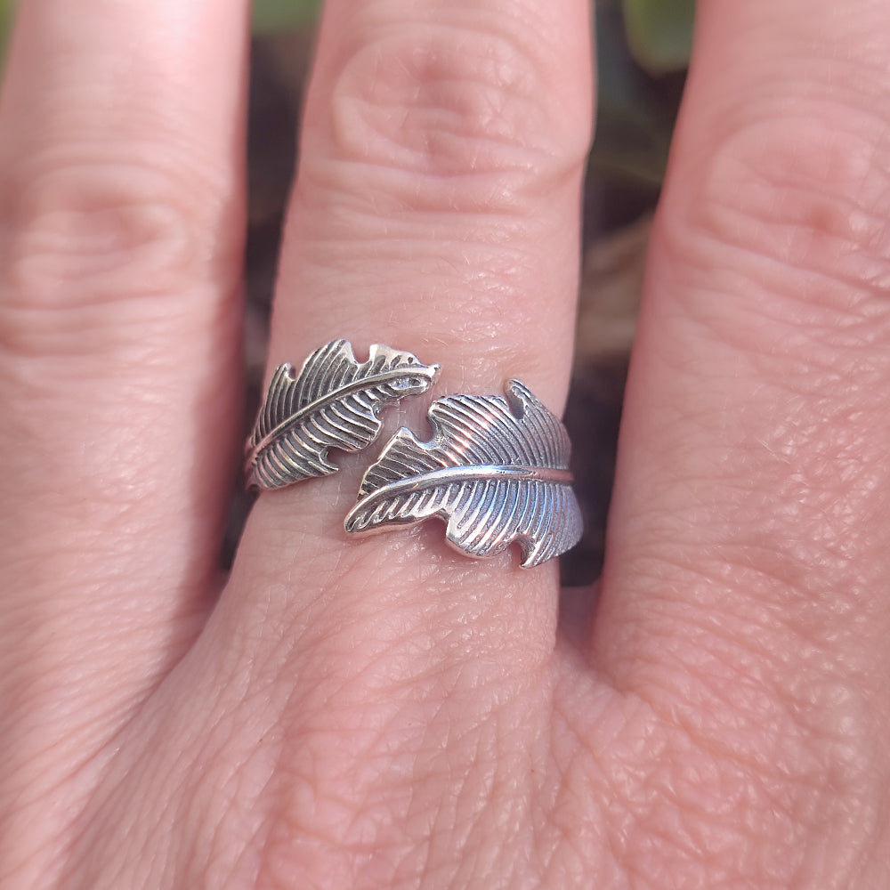 Anello in argento 925 con piuma - FEATHER