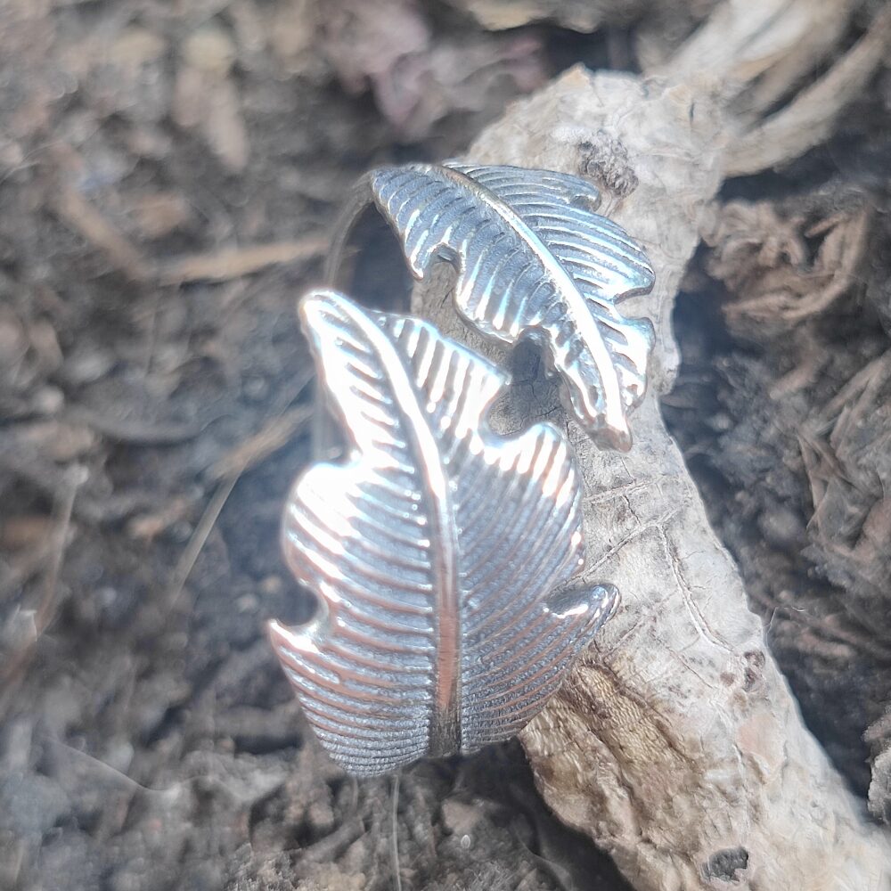 Anello in argento 925 con piuma - FEATHER