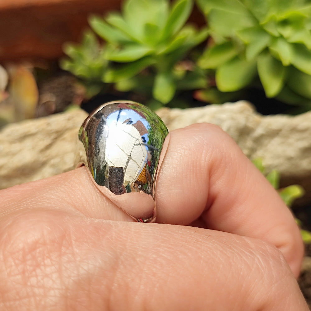 Anello a fascia bombata in argento 925 - RAHANGJ