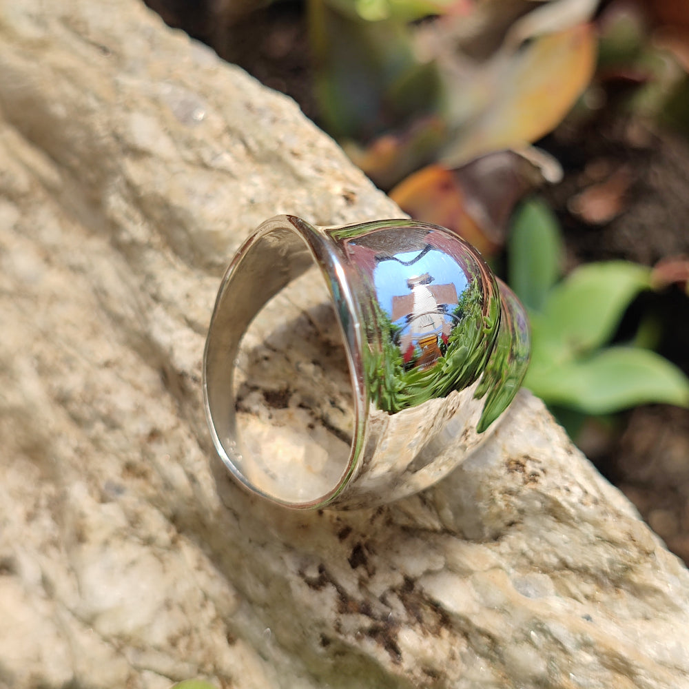 Anello a fascia bombata in argento 925 - SARDHA