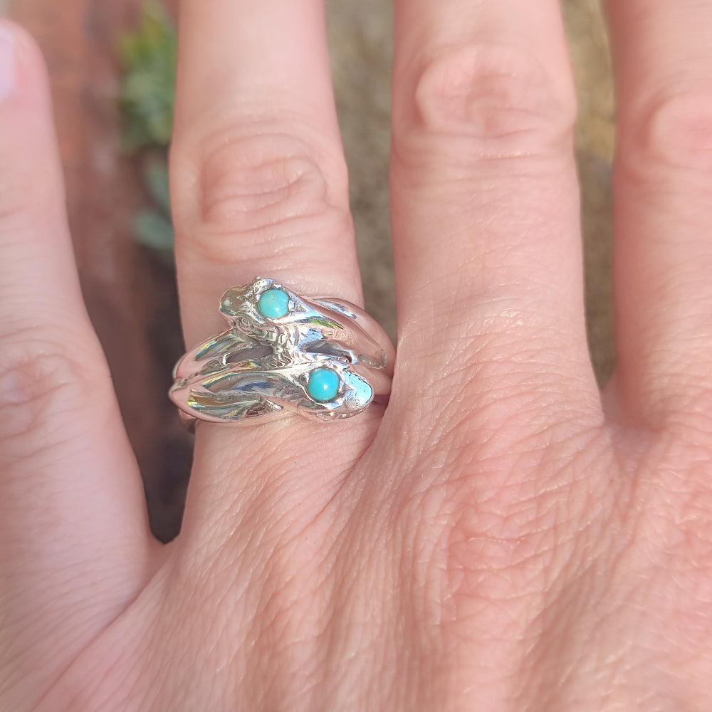 Anello in argento 925 con pietra e serpenti - PHANDA