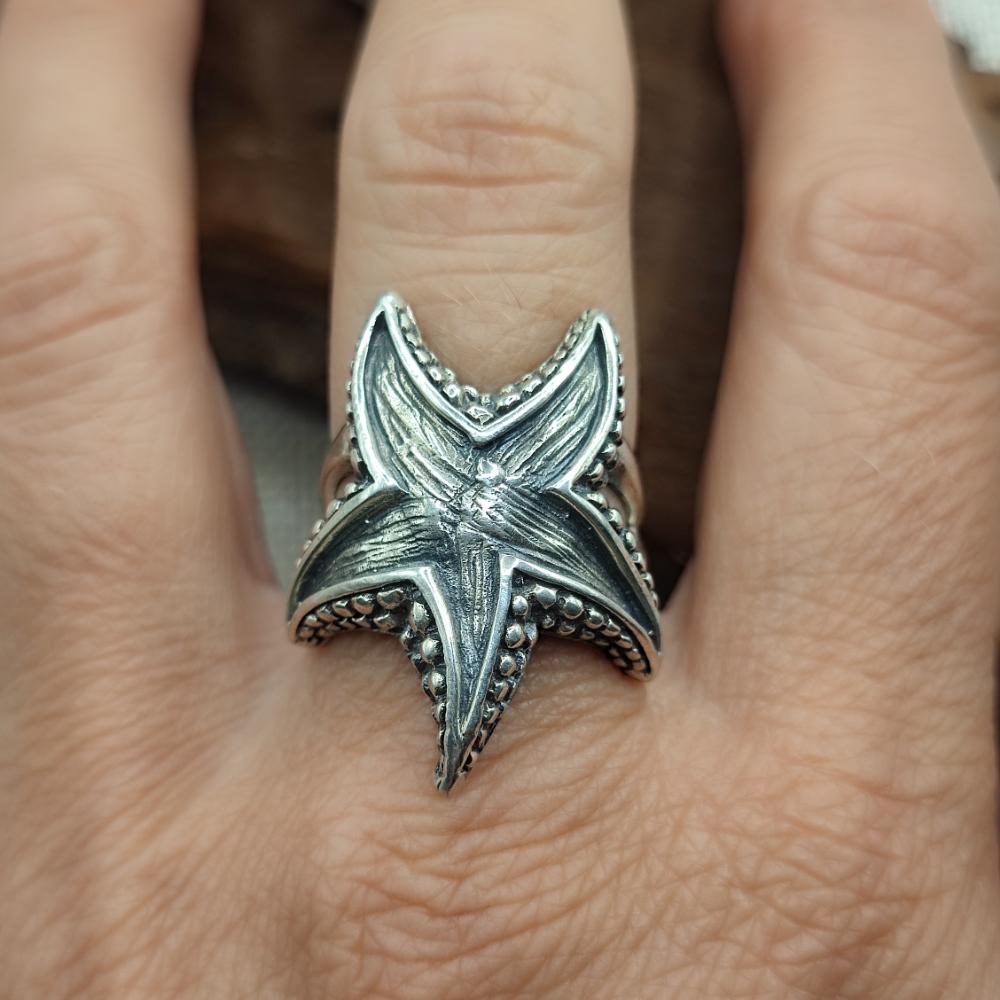Anello con stella marina in argento 925 - SETAREH
