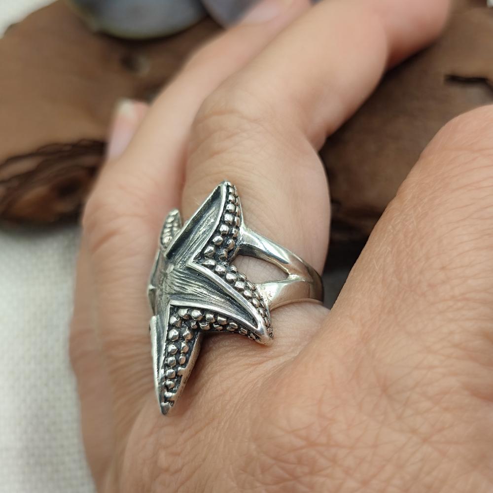 Anello con stella marina in argento 925 - SETAREH