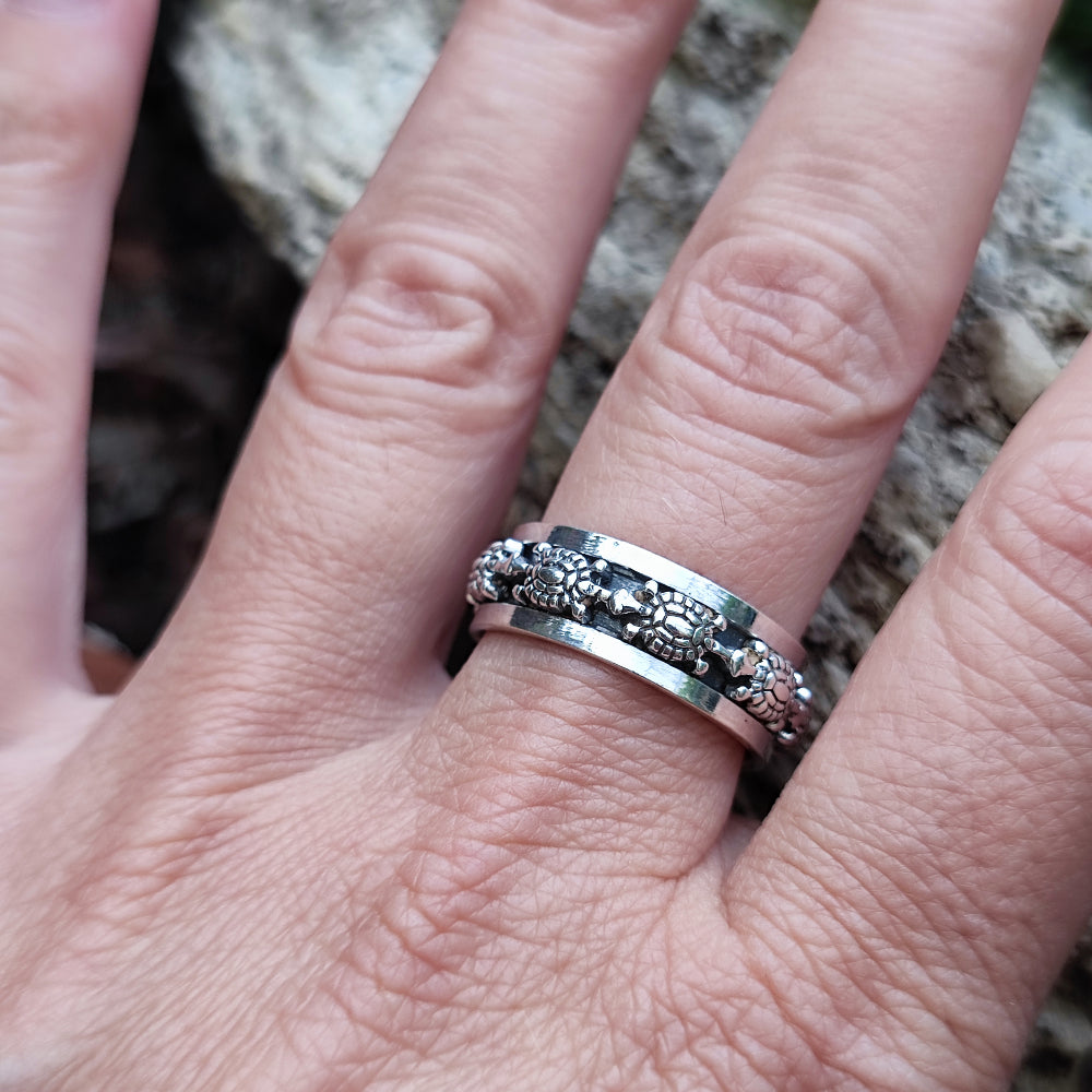 Anello in argento 925 con tartarughe - BALAJI