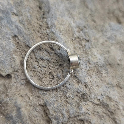 Anello etnico in argento 925 topazio azzurro - MANDIRA