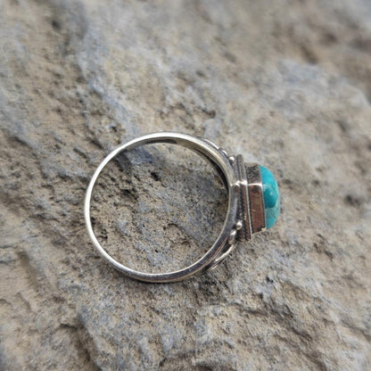 Anello etnico in argento 925 con turchese - OMAYRA