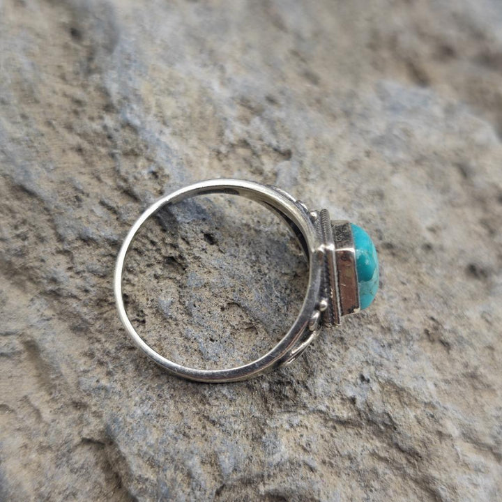 Anello etnico in argento 925 con turchese - OMAYRA