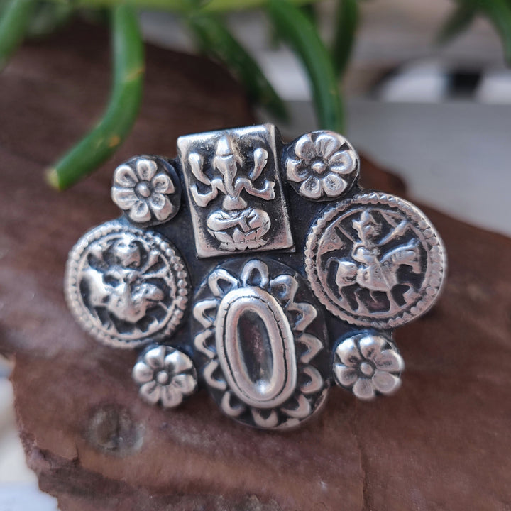 Anello in argento antico con Ganesh - LODRANI