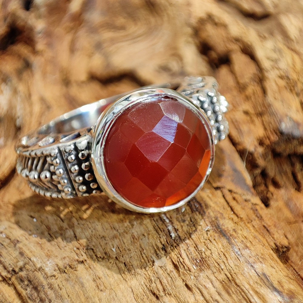 Anello etnico in argento 925 con amazzonite - BLADIYA – corniola