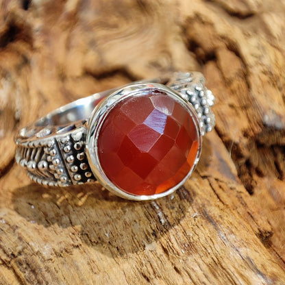 Anello etnico in argento 925 con amazzonite - BLADIYA – corniola