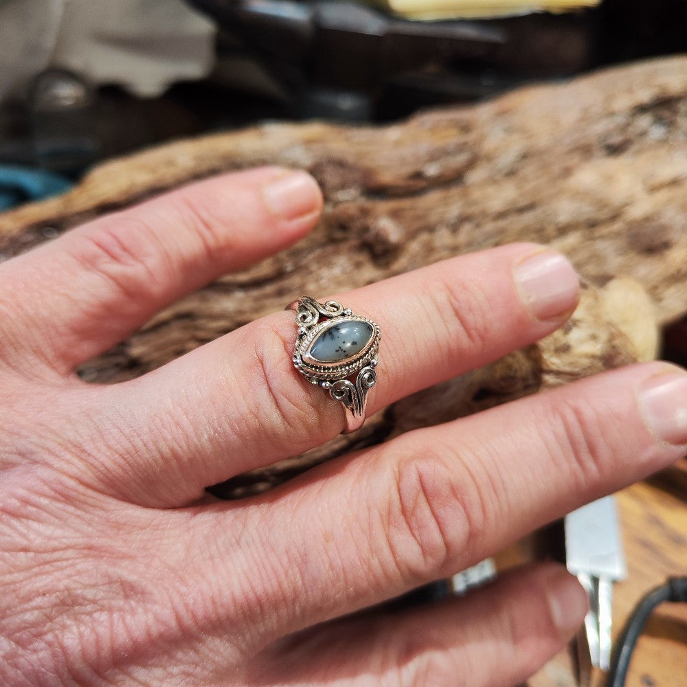 Originale Pietra di Luna Boho Anello 925 Argento Sterling Cristallo Appariscente Originale Pietra di Luna Boho Anello 925 Argento Sterling Cristallo Appariscente