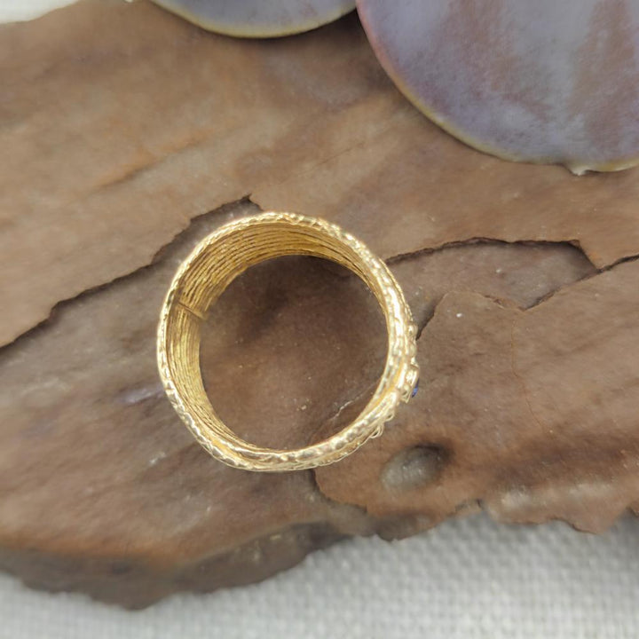 Anello a fascia in argento 925 dorato con pietra - BALANG