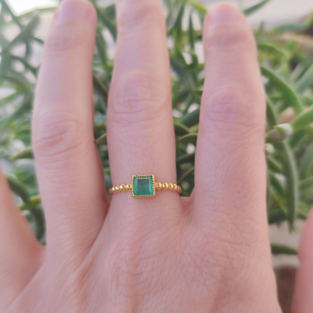 Anello in argento 925 dorato con pietra - BISOI