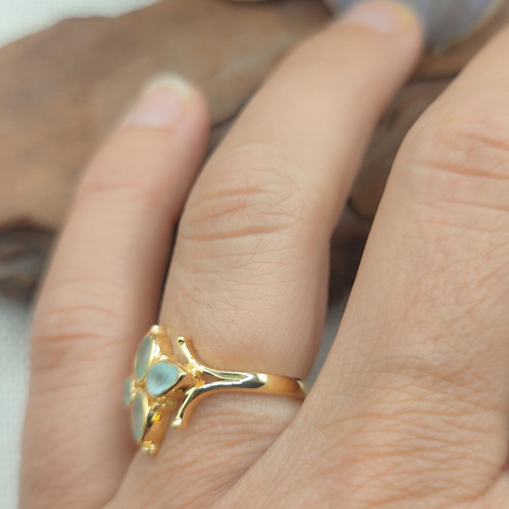 Anello in argento 925 dorato con pietra - DARSHA