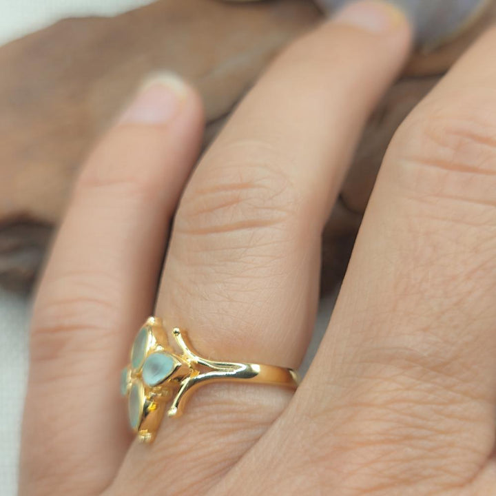 Anello in argento 925 dorato con pietra - DARSHA