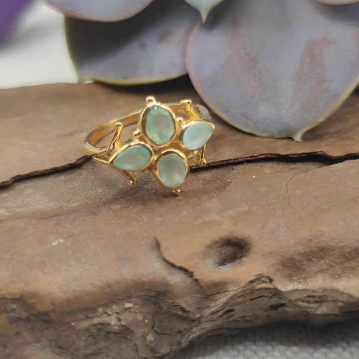 Anello in argento 925 dorato con pietra - DARSHA