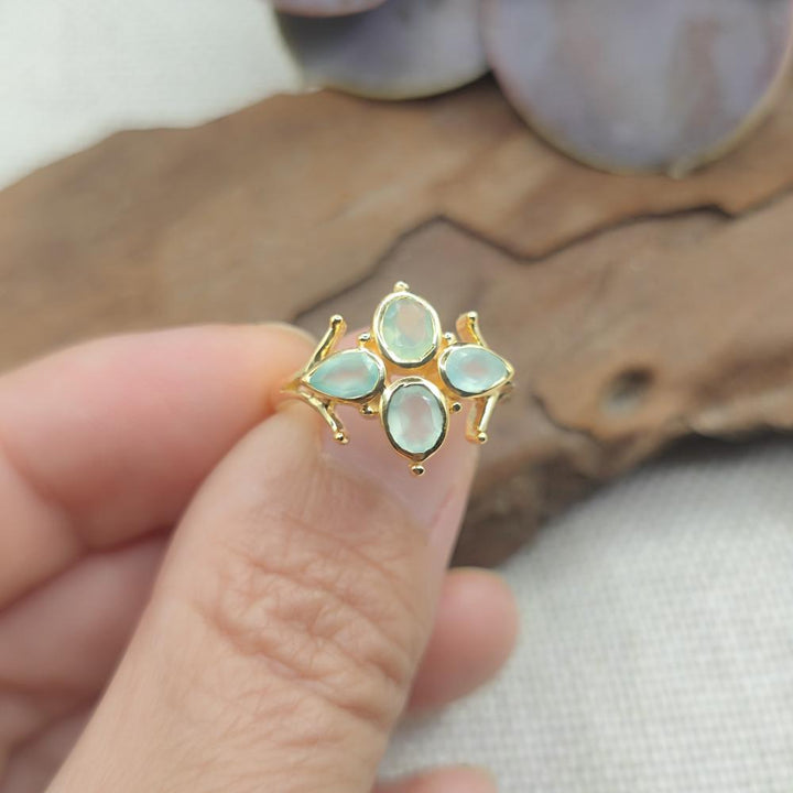 Anello in argento 925 dorato con pietra - DARSHA