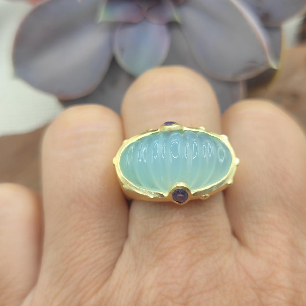 Anello in argento 925 dorato con pietra - LULUNG