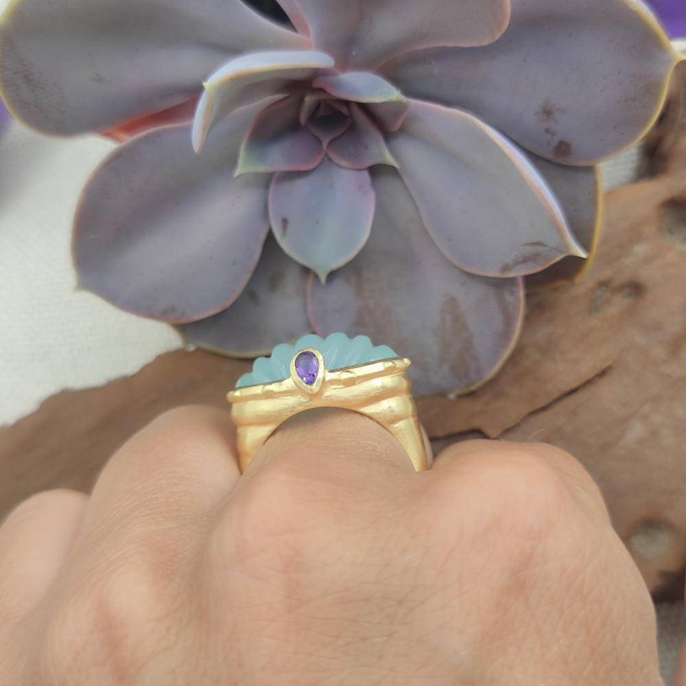 Anello in argento 925 dorato con pietra - LULUNG