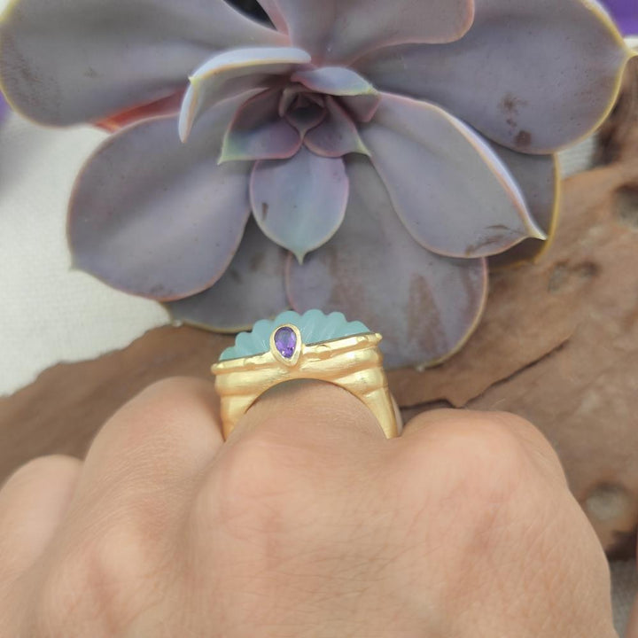 Anello in argento 925 dorato con pietra - LULUNG