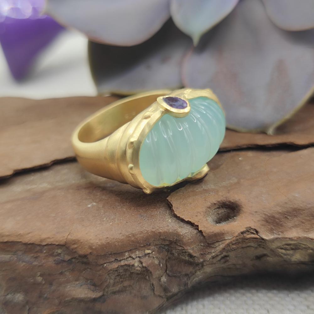 Anello in argento 925 dorato con pietra - LULUNG