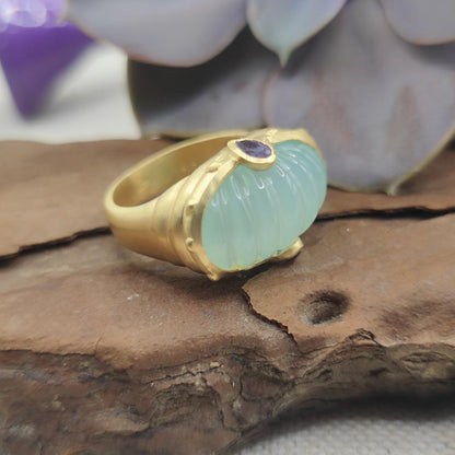 Anello in argento 925 dorato con pietra - LULUNG