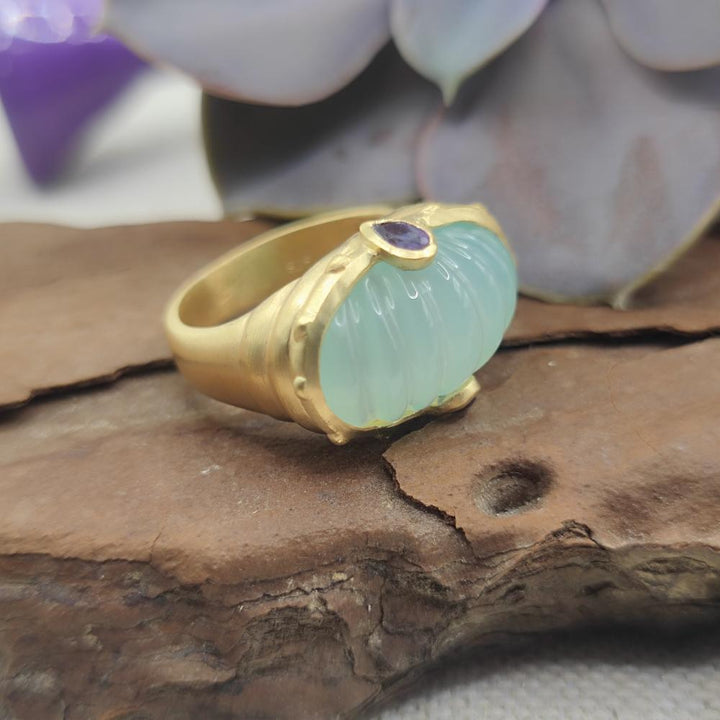 Anello in argento 925 dorato con pietra - LULUNG